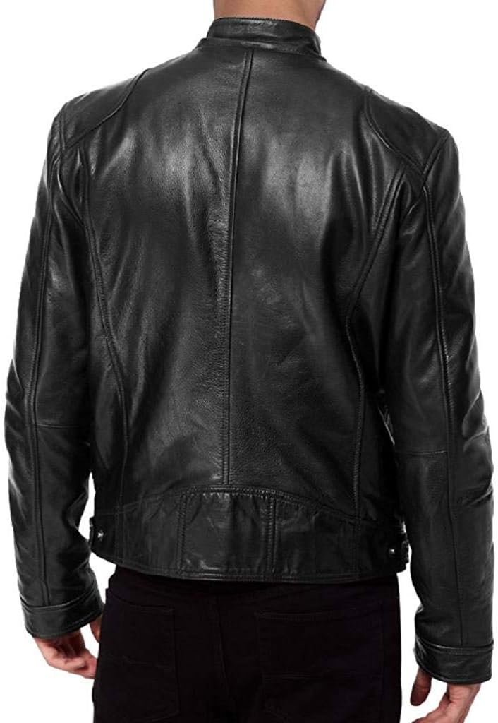 Men's  Genuine Lambskin Leather Biker Jacket