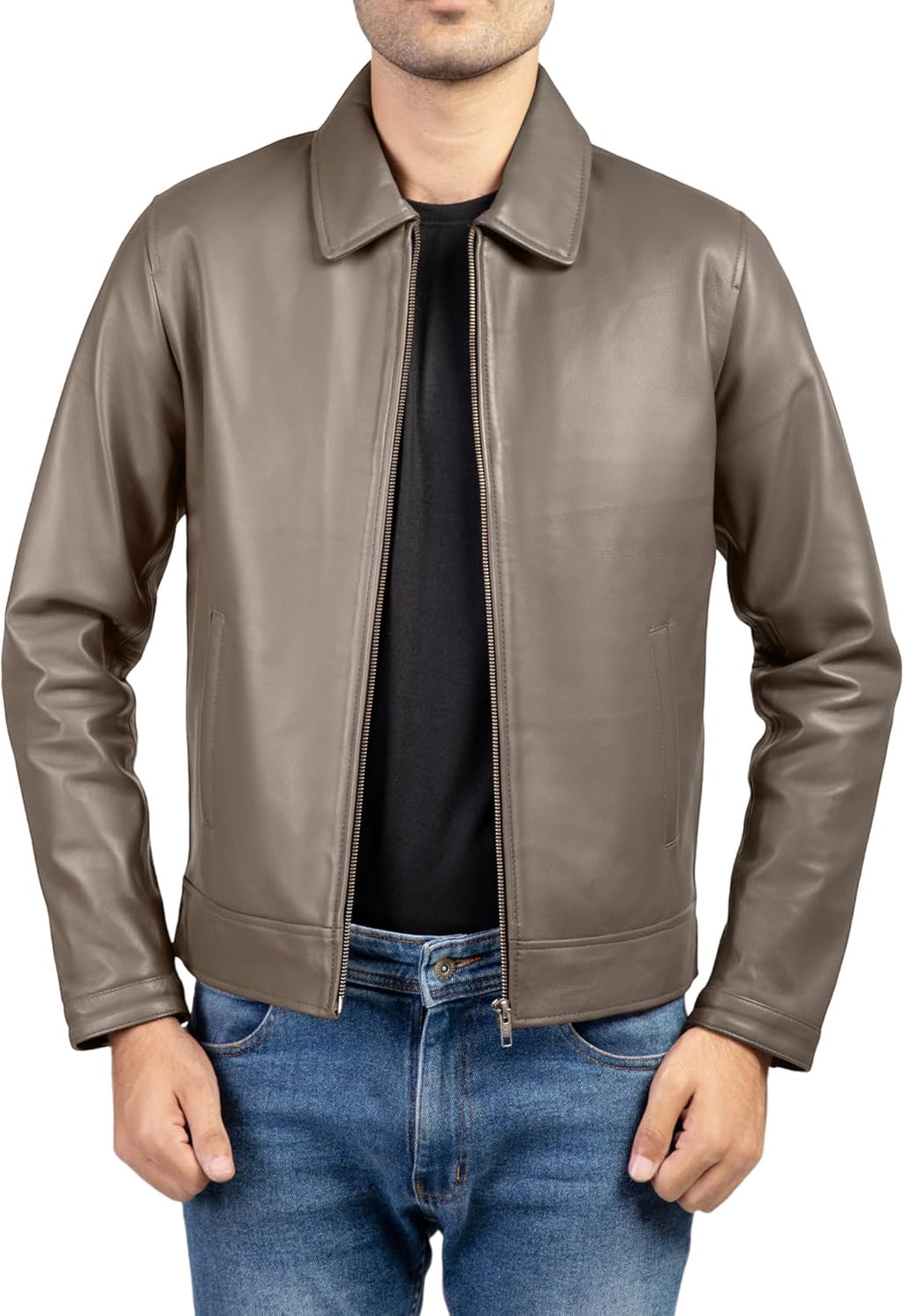 Collar Premium Leather Jacket Men - Old School Classic Style Everyday Wear Real Lambskin Mens Leather Jacket