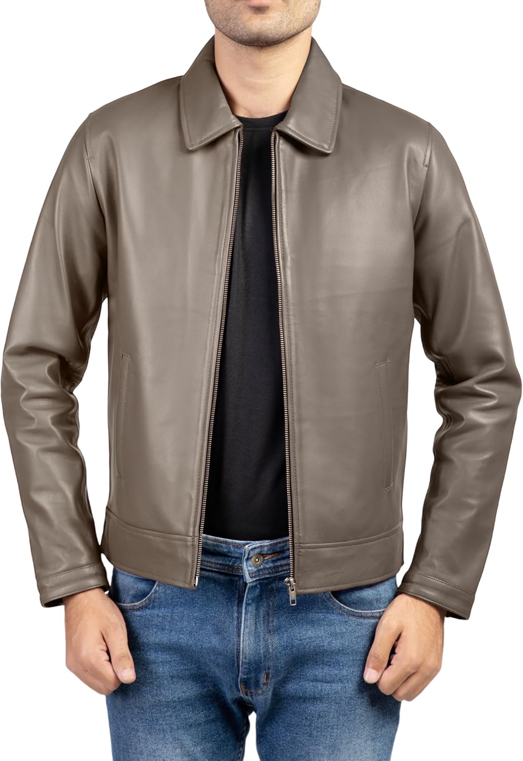 Collar Premium Leather Jacket Men - Old School Classic Style Everyday Wear Real Lambskin Mens Leather Jacket