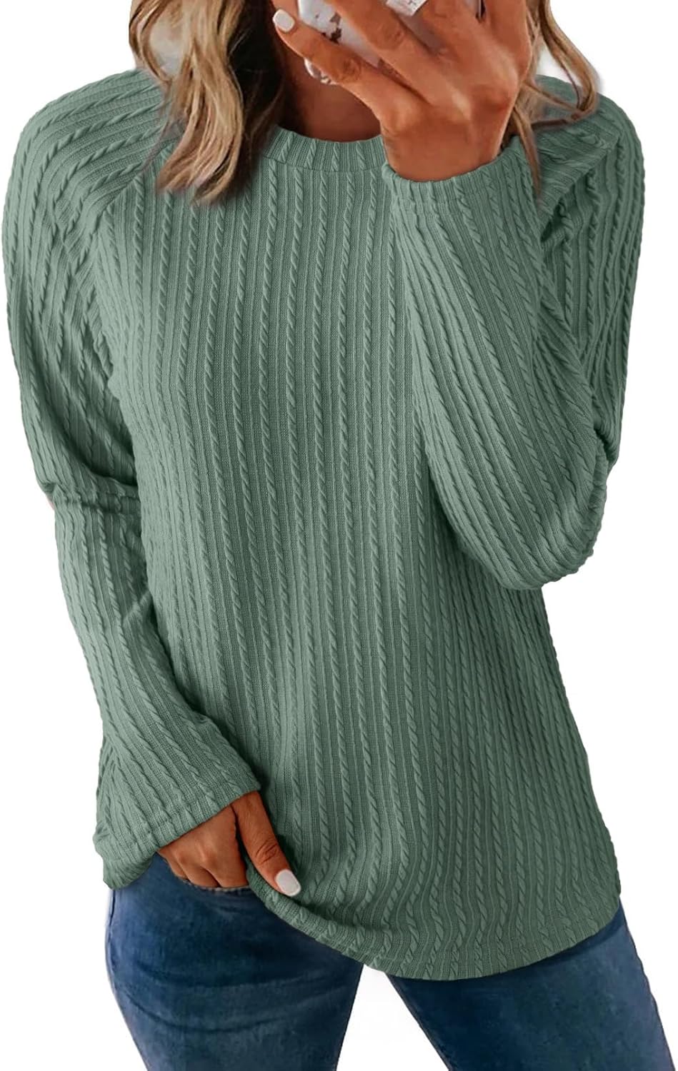 Womens Tops Long Sleeve Lightweight Shirts 2025 Spring Fashion Trendy Tops Crewneck Casual Knit Basic Tee