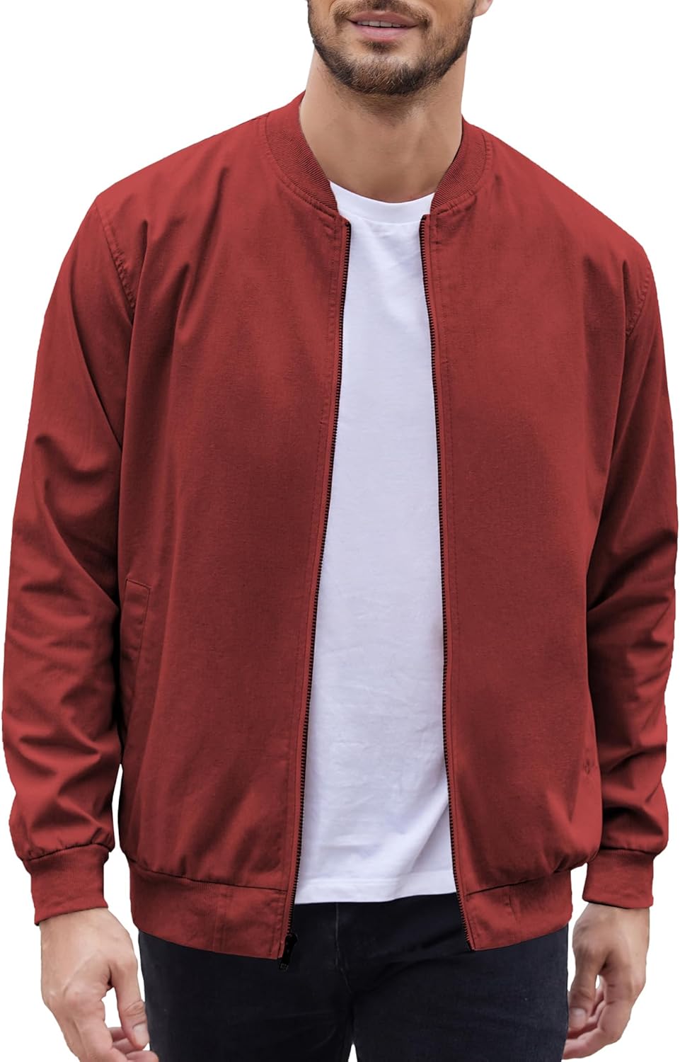 Men's Cotton Bomber Jacket Lightweight Flight Jackets Casual Softshell Varisty Jacket