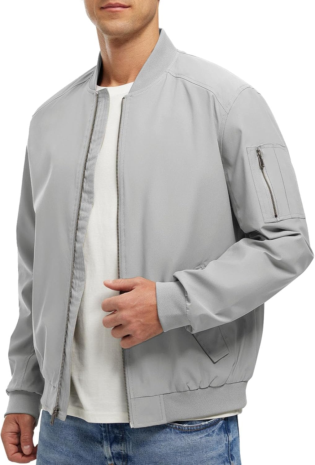 Men's Lightweight Bomber Jacket Causal Fashion Flight Windbreaker Light Jacket