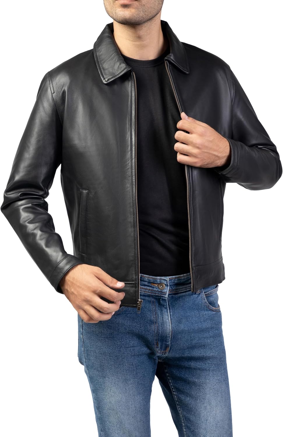 Collar Premium Leather Jacket Men - Old School Classic Style Everyday Wear Real Lambskin Mens Leather Jacket