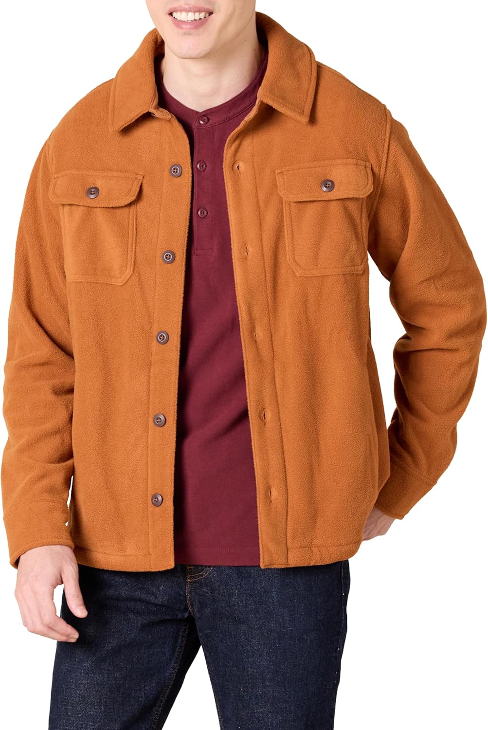 Men's Long-Sleeve Polar Fleece Shirt Jacket