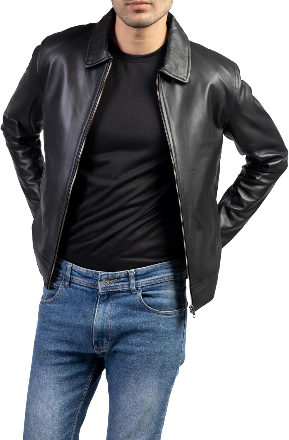 Collar Premium Leather Jacket Men - Old School Classic Style Everyday Wear Real Lambskin Mens Leather Jacket