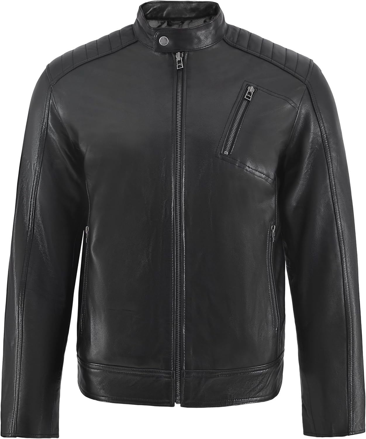 Premium Soft Lambskin Leather Men's Motorcycle Jacket - Vintage Cafe Racer with a Modern Twist