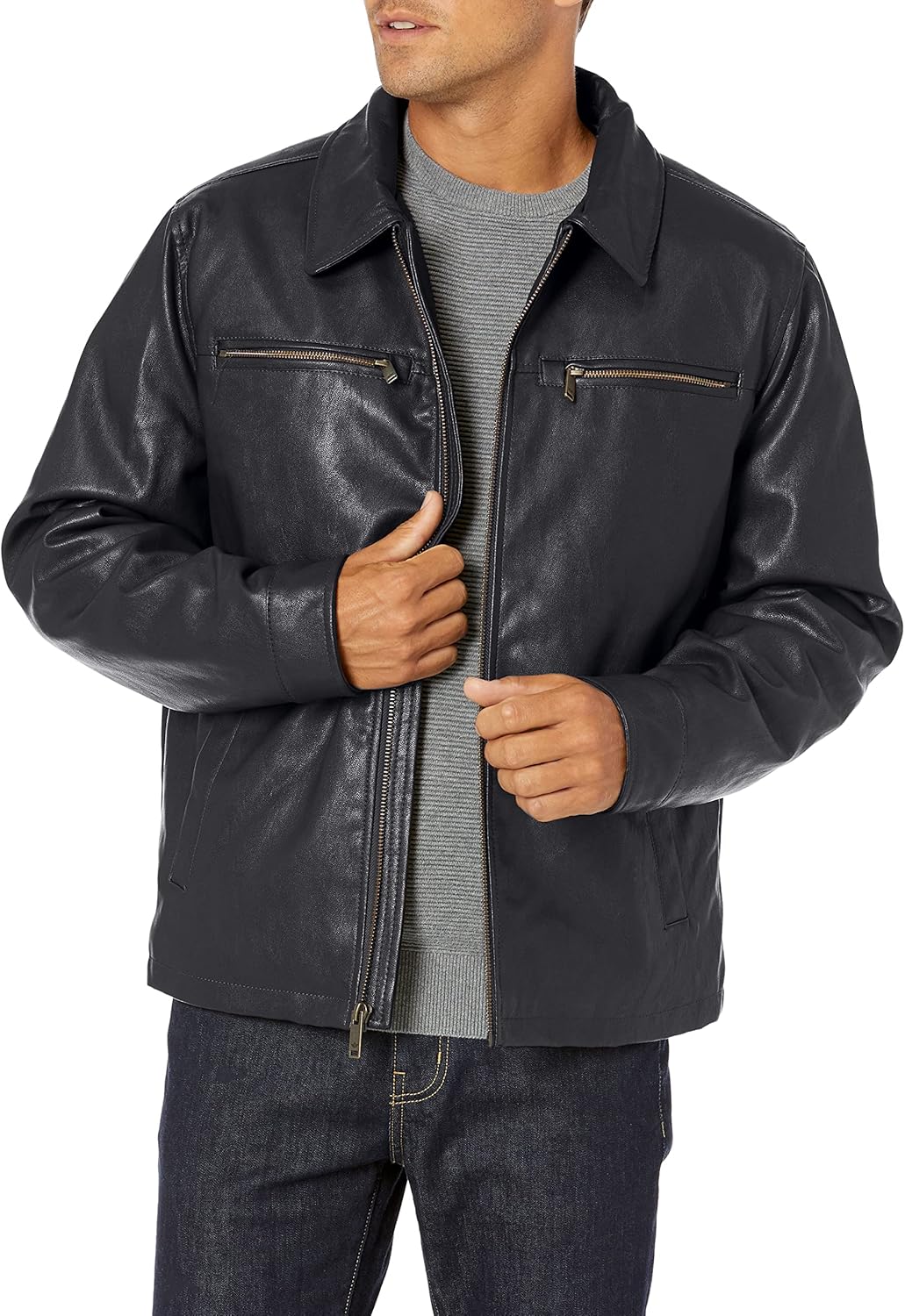 Men's  Faux Leather Jacket (Regular, Big & Tall Sizes)